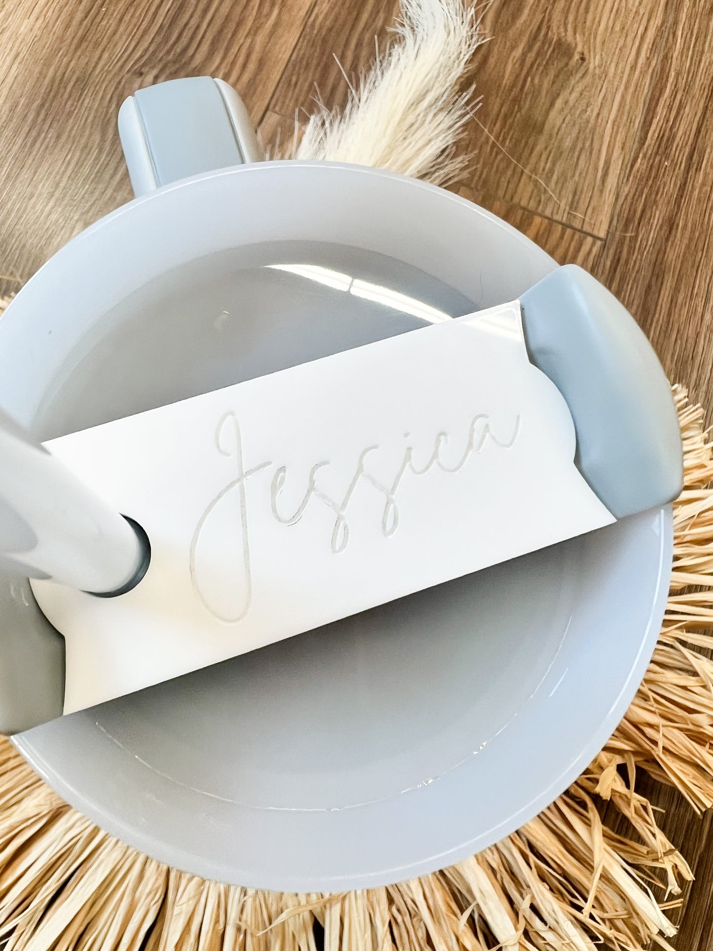White Engraved Tumbler Tag