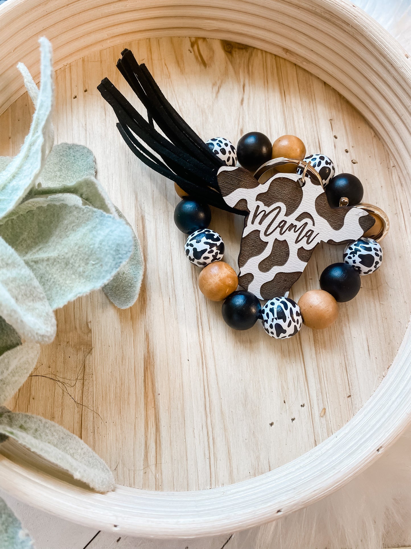 Brown mama cow wristlet