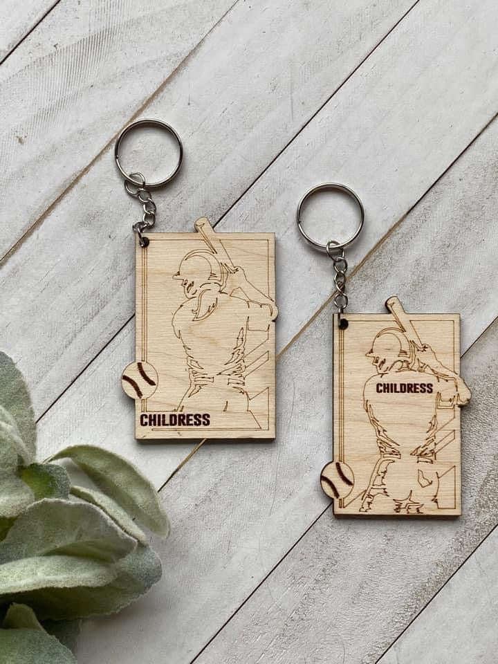 Baseball and softball sports keychain