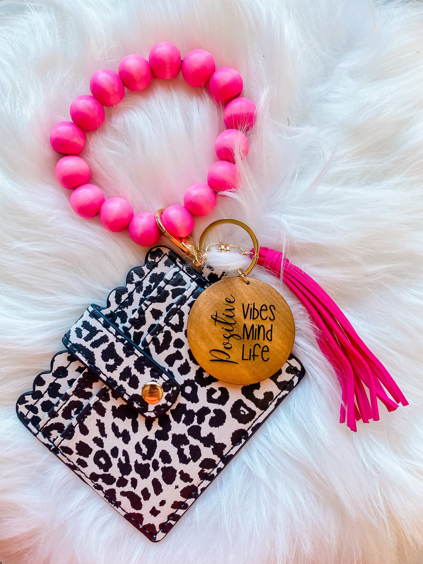 Pink wristlet with cheetah card holder
