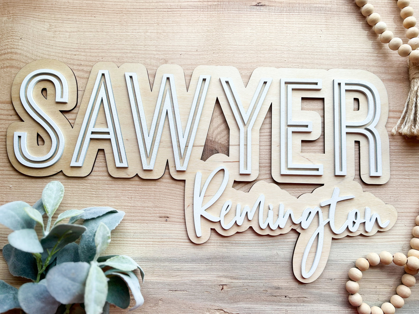 Medium Stacked Name Sign