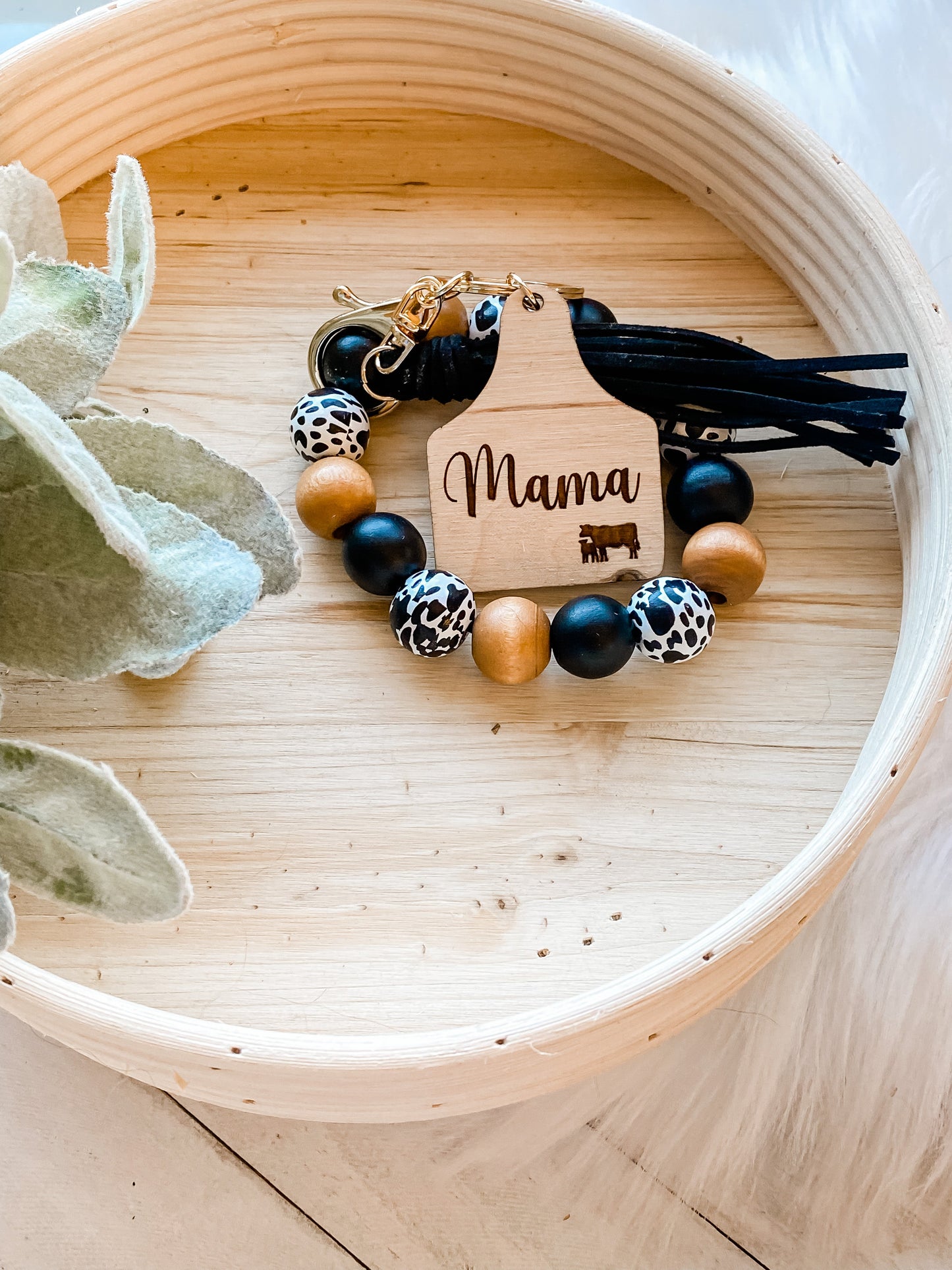 Brown, Black and Cow Print Mama Wristlet