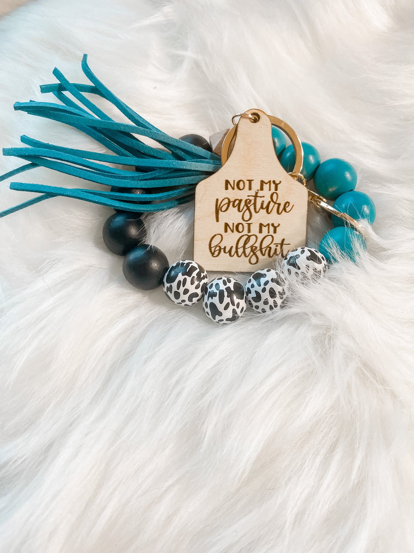 Not My Pasture Cow Print Wristlet