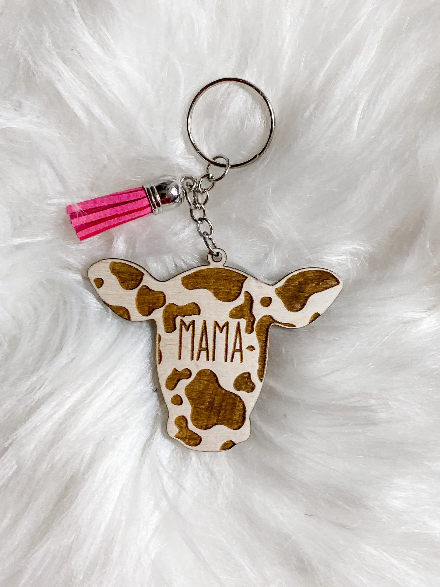 Mama Cow Print Cow Bead Keychain