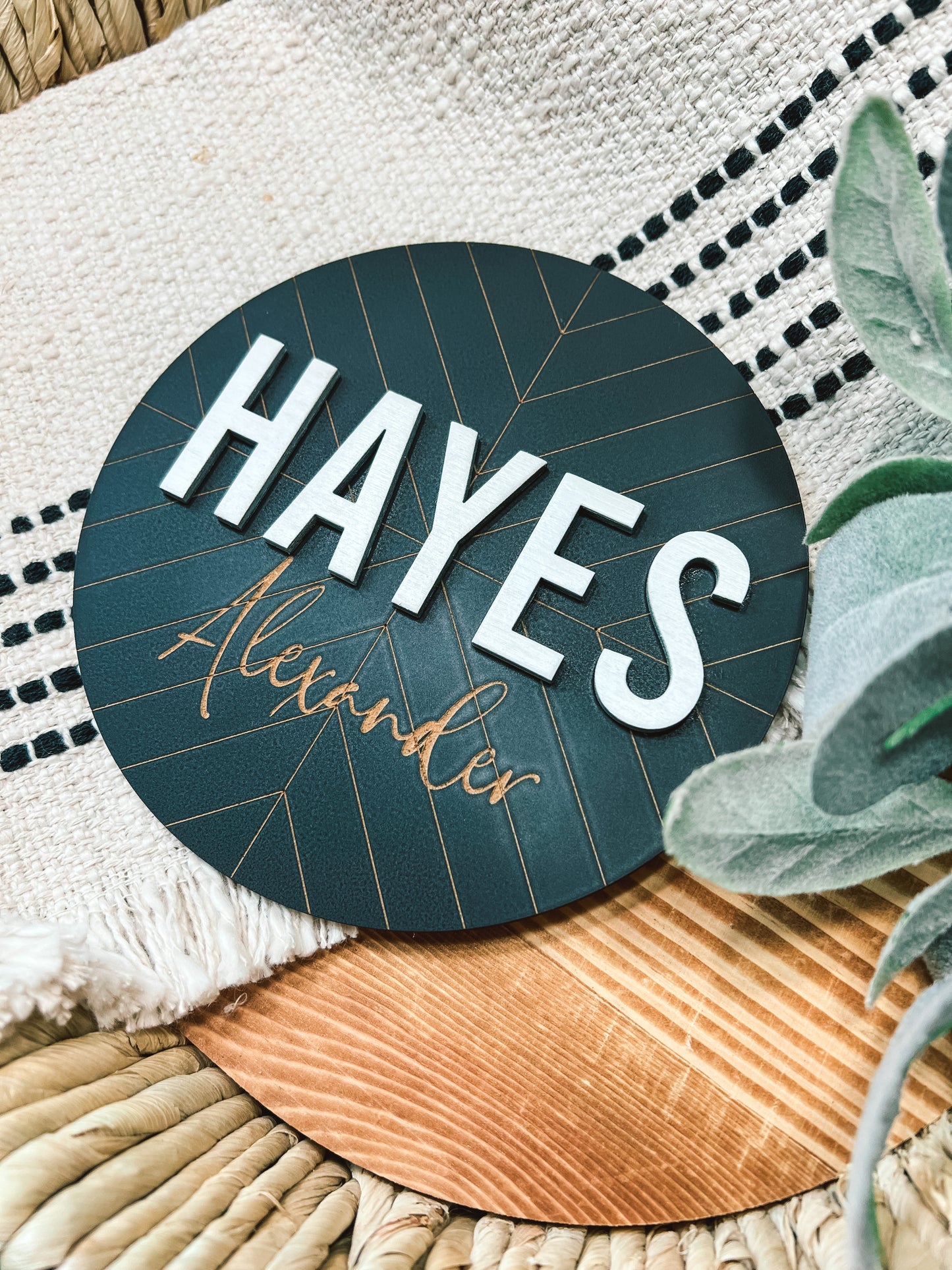 Black Herringbone Name Sign