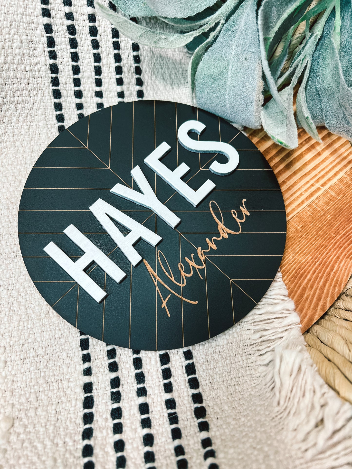 Black Herringbone Name Sign