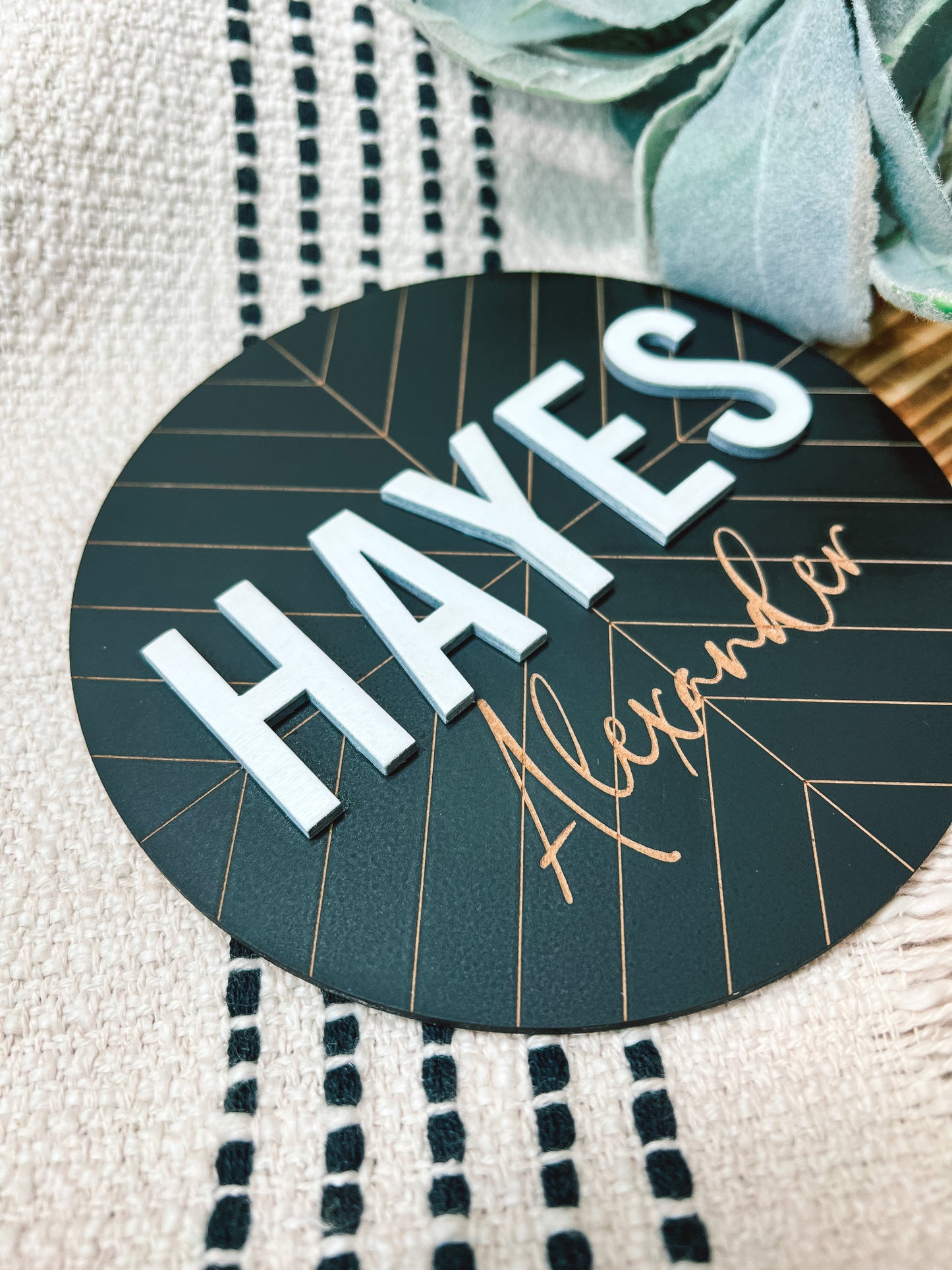 Black Herringbone Name Sign